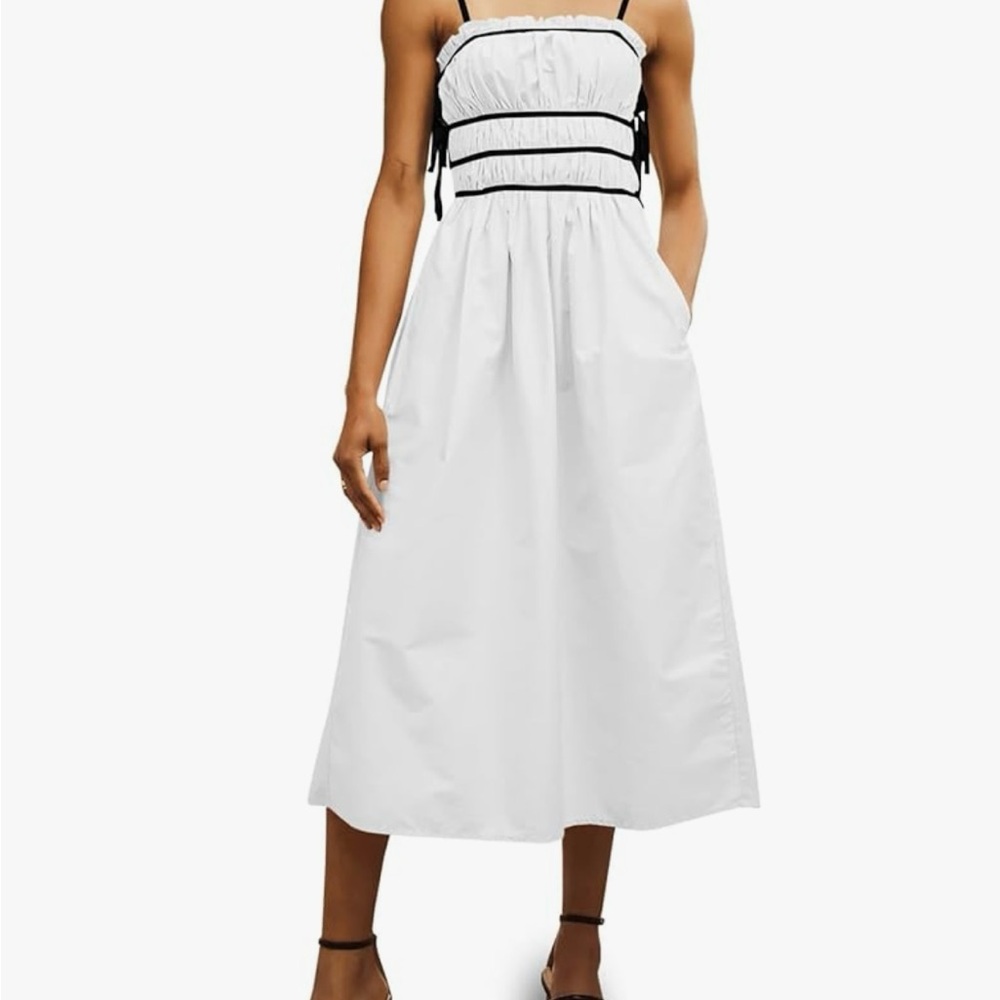 Elegant White Dress with Black Accents